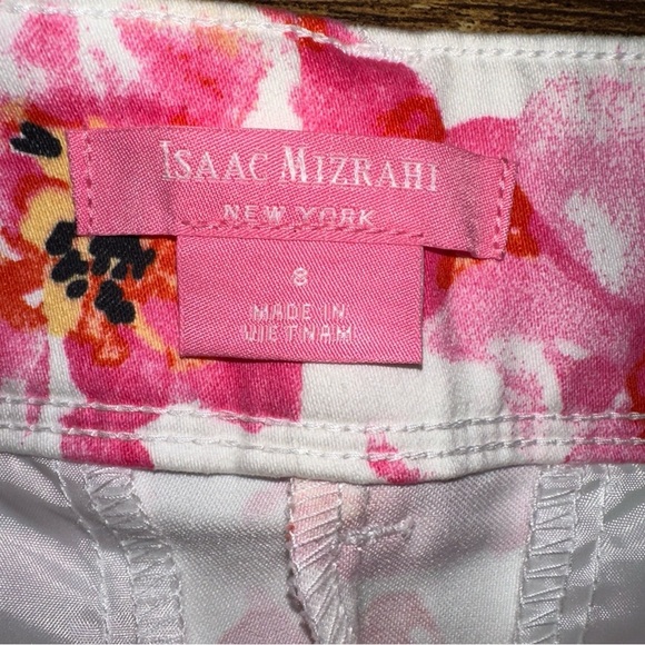 Isaac Mizrahi Womens New York Short Pink White 8 Floral Spring Summer Beach - Picture 2 of 10
